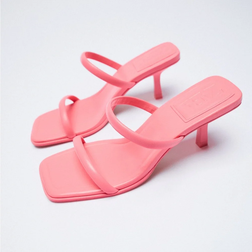 LEATHER STRAP HEEL SANDALS Size 40 - Picture 6 of 14
